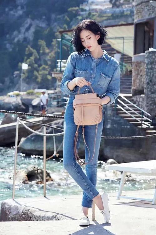 刘诗诗牛仔裤图片,简约时尚，尽显女神风采